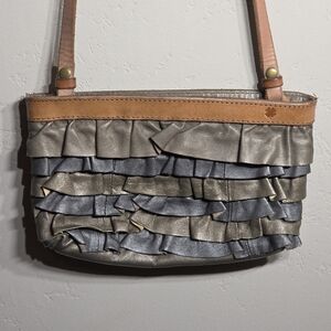 Lucky Brand Gray and Tan Pleated Shoulder Bag